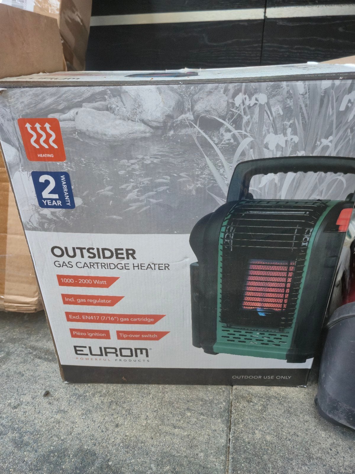 Eurom Outsider Gas Cartridge Heater - camping, Tuin en Terras, Terrasverwarmers, Ophalen of Verzenden, Zo goed als nieuw, Gas