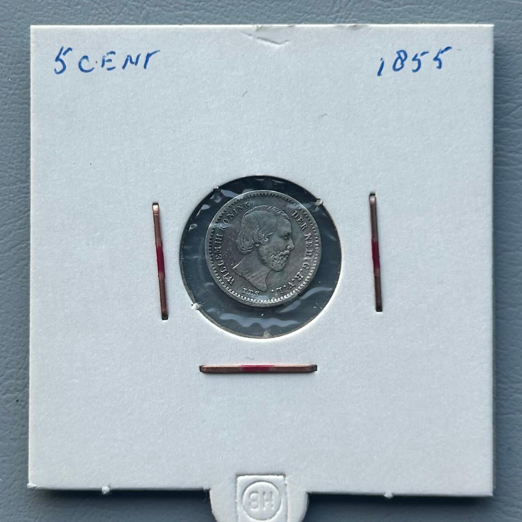 Nederlandse 5 cent 1855, Postzegels en Munten, Munten | Nederland, Ophalen of Verzenden, Koning Willem III