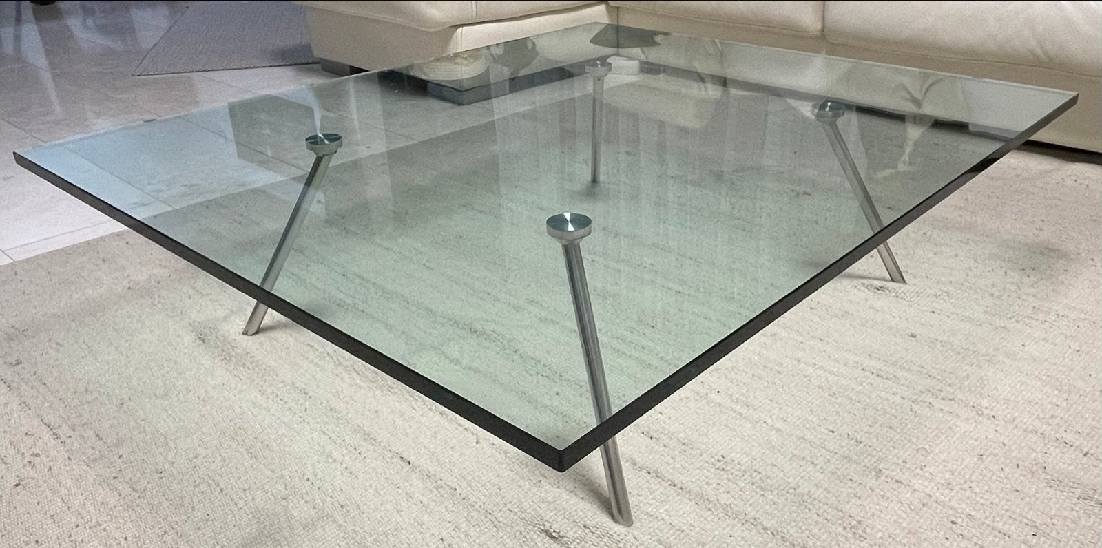 Moderne Glazen Salontafel 120x100 cm - Z.g.a.n., Ophalen, 100 tot 150 cm, Rechthoekig, Glas