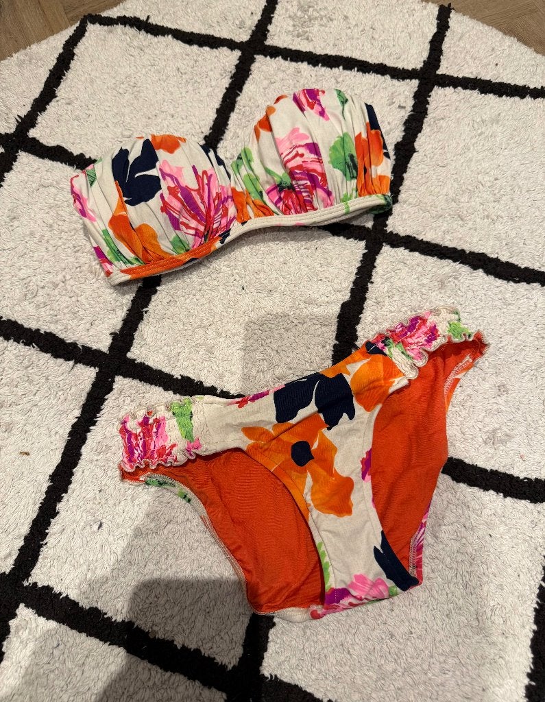Heel goed wit oranje bloem print Seafolly bikini set XS 34, Kleding | Dames, Oranje, Ophalen of Verzenden, Zo goed als nieuw, Bikini