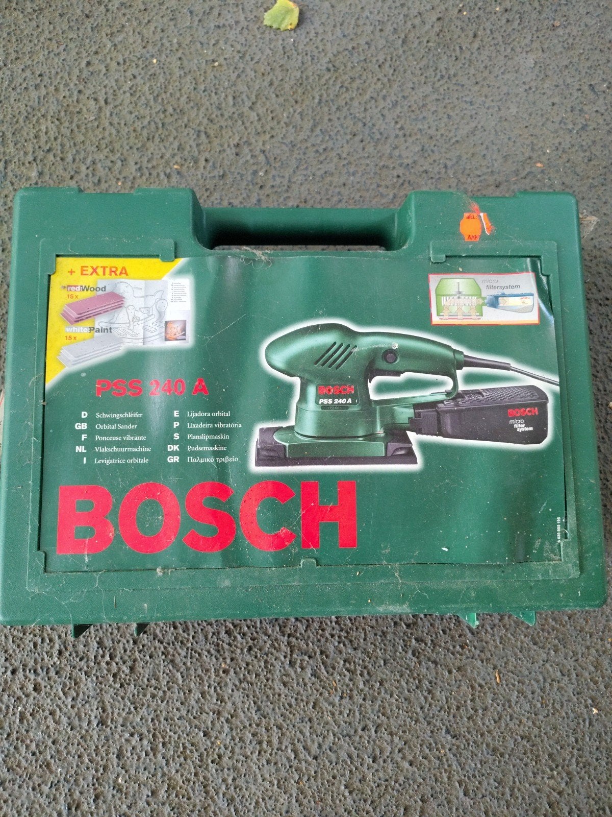 Bosch PSS 240 A vlakschuurmachine met microfilter, Ophalen