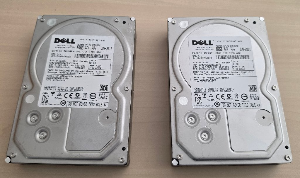 2 x Dell 2TB Server disk, Computers en Software, Intern, 2TB, Gebruikt, Server