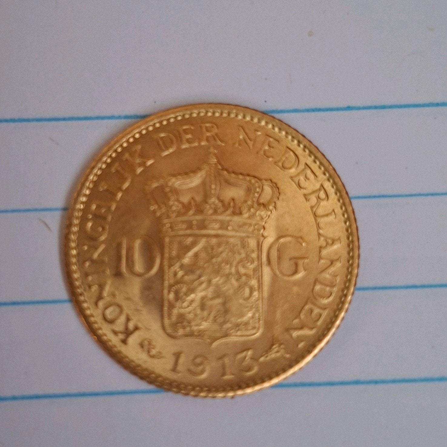 Gouden 10 gulden 1913, Postzegels en Munten, Munten | Nederland, Ophalen, Goud, Koningin Wilhelmina, Losse munt