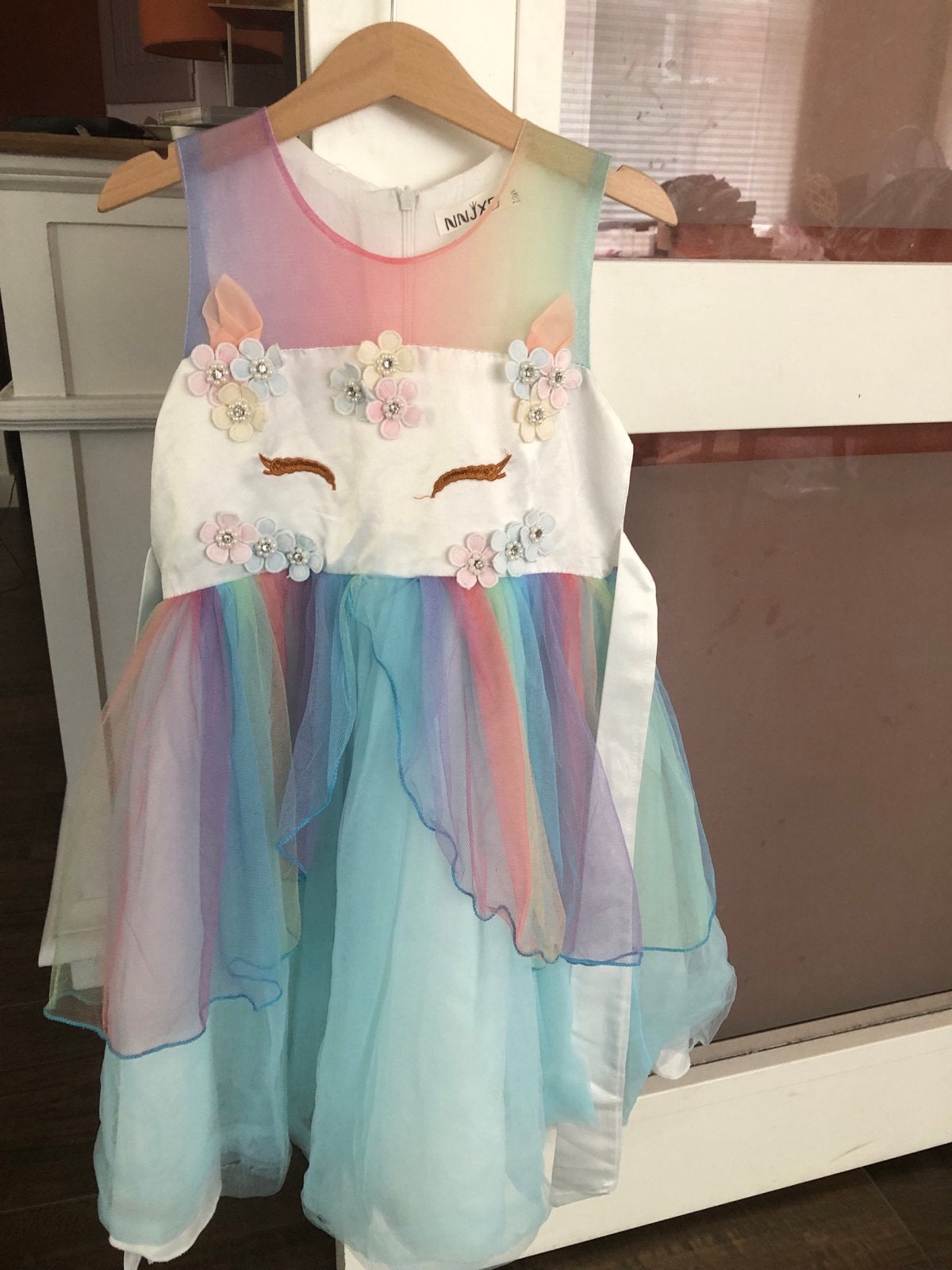 Eenhoorn regenboog jurk voor meisjes - feestjurk, Ophalen of Verzenden, Gebruikt, Meisje