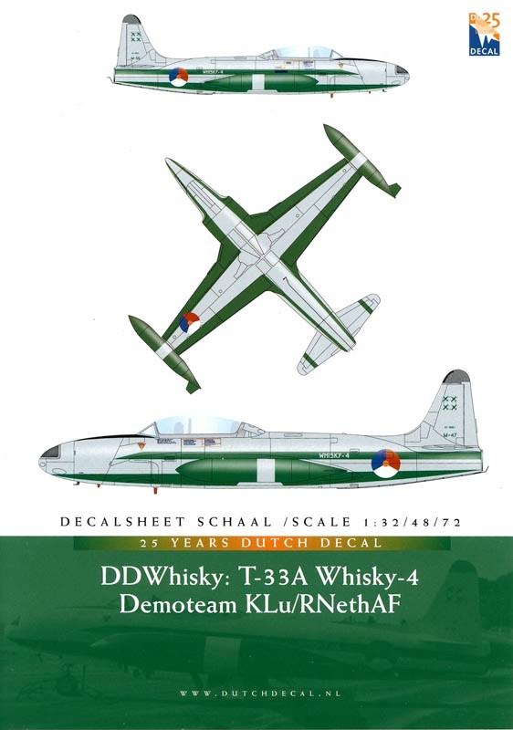 Dutch Decal DDWhisky: T-33A Whisky-4. Demoteam KLu., Hobby en Vrije tijd, Overige merken, Nieuw, Ophalen of Verzenden, Groter dan 1:72