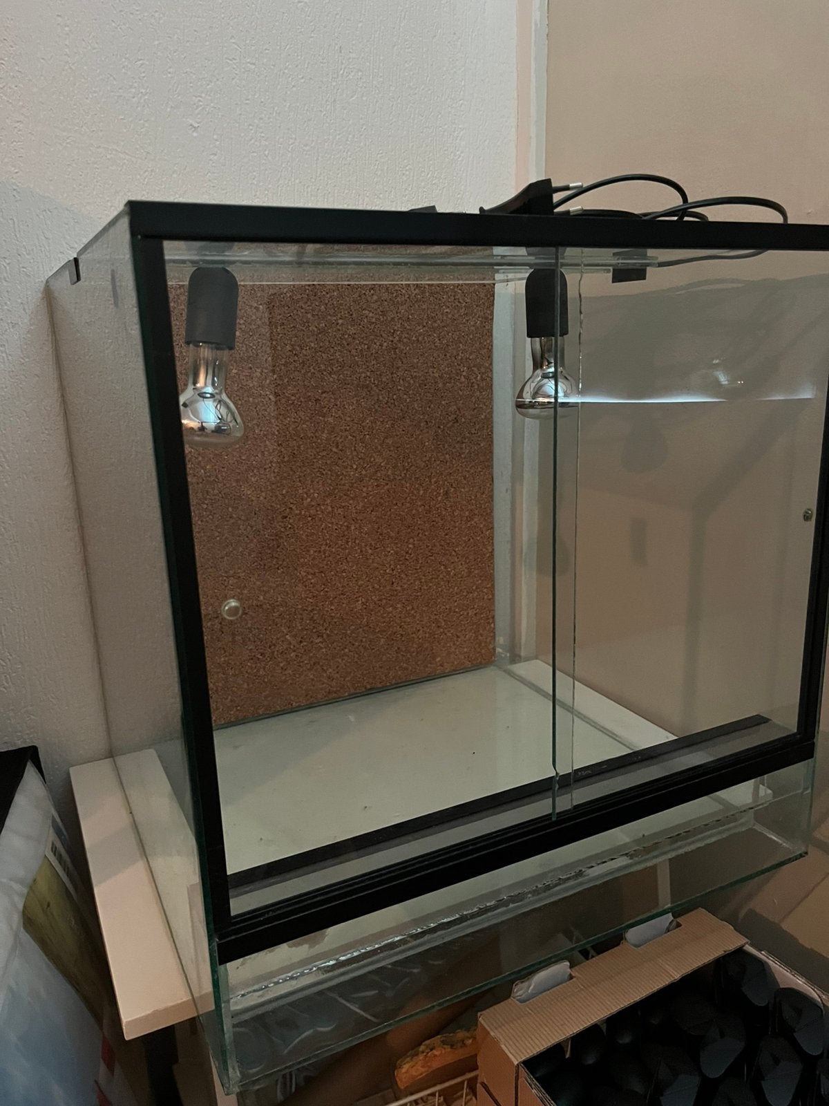 Terrarium 50x50x50cm incl verlichting en achtergrond, Dieren en Toebehoren, Reptielen en Amfibieën | Toebehoren, Ophalen, Gebruikt