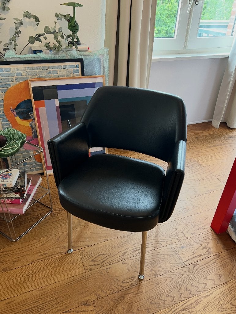 Mid Century Stoeltje, Ophalen, Overige materialen, Zwart, Zo goed als nieuw