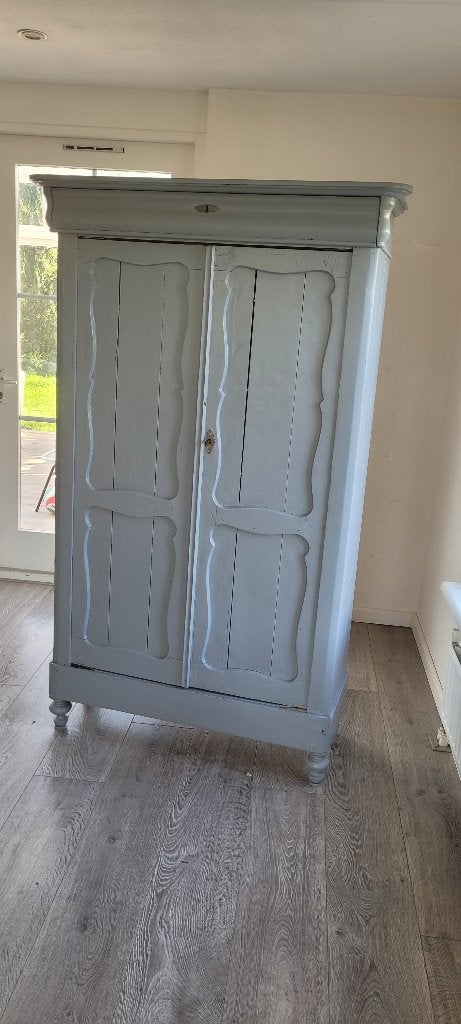 Antieke blauwgrijze kast 100x38x187 cm, Ophalen