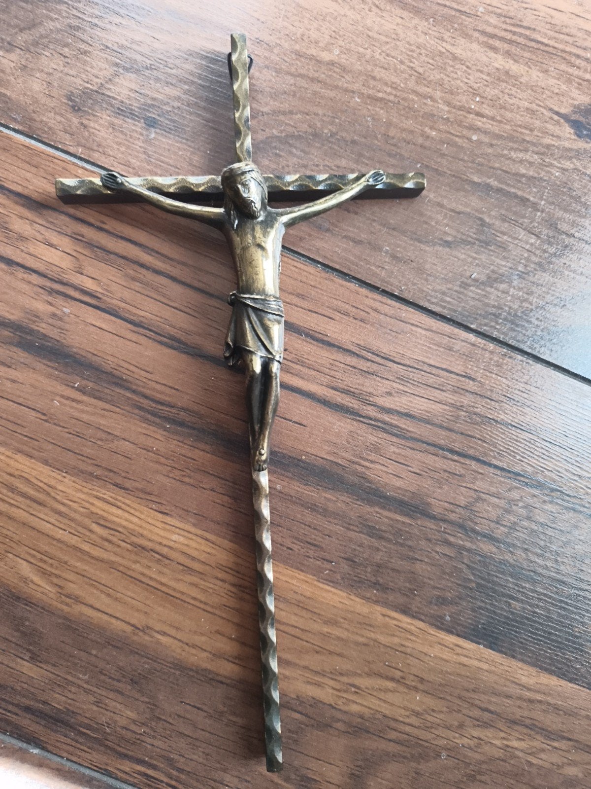 Vintage bronzen crucifix - Jezus aan het kruis, Ophalen