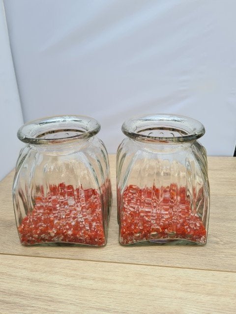 Windlichten glas met decoratie 2 stuks, Diversen, Kerst, Ophalen of Verzenden, Nieuw