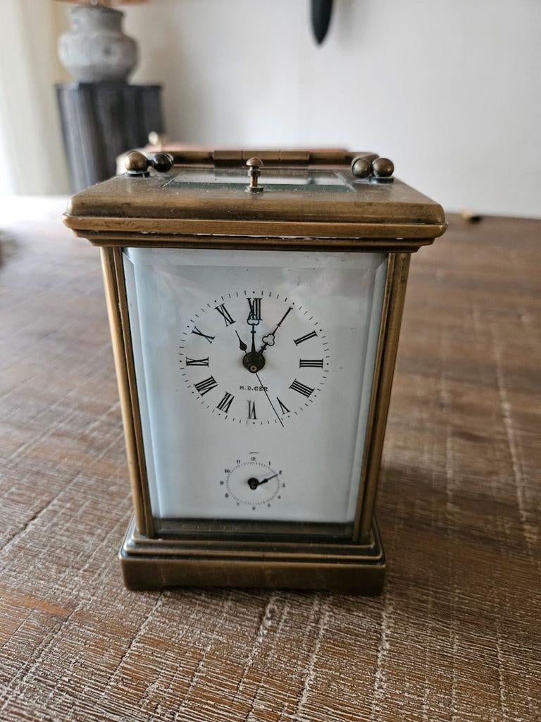 Reis klok groot model met handvat 20.cm hoog, Ophalen of Verzenden