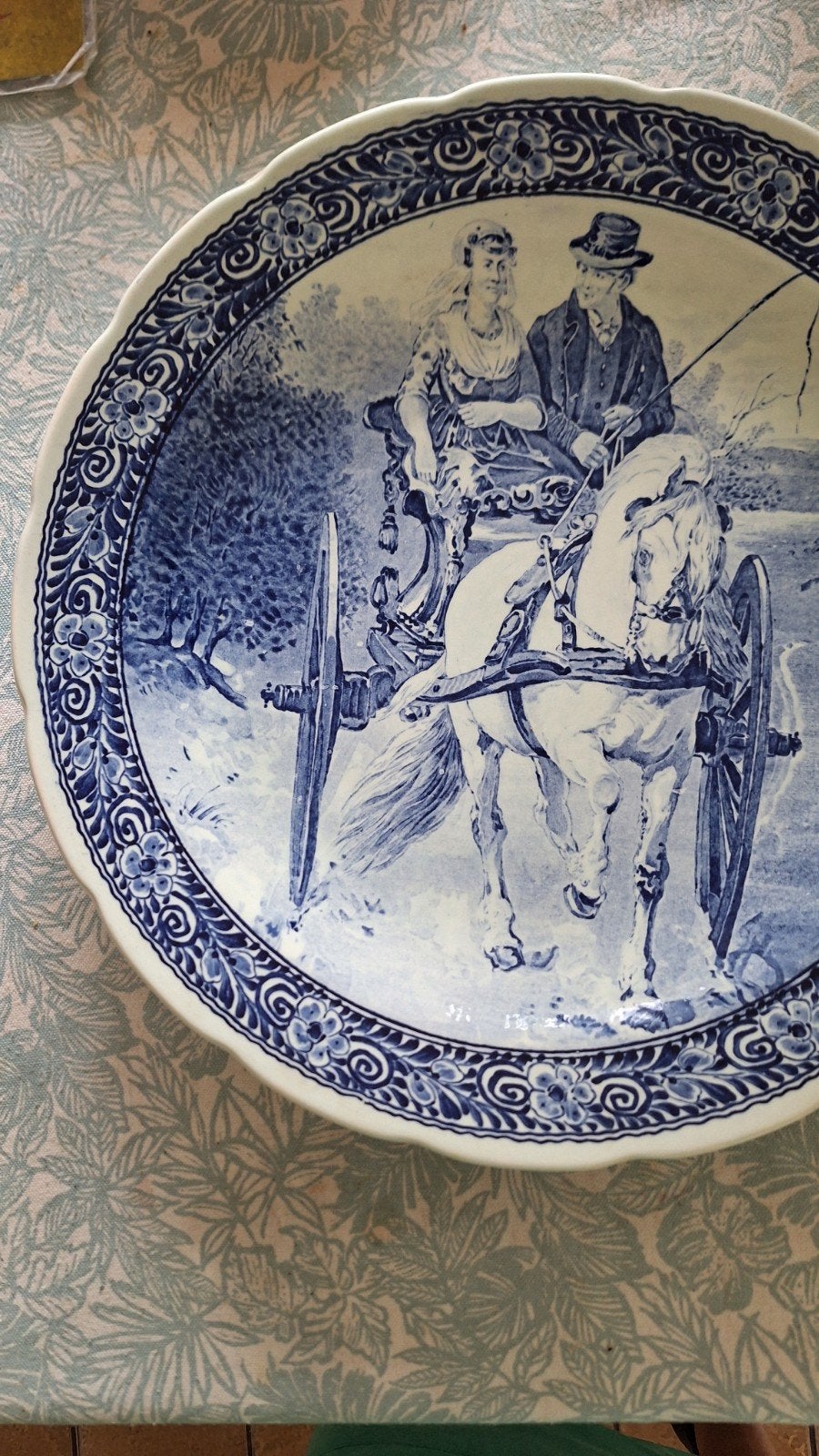 Delfts blauw wandbord met nostalgische afbeelding, Antiek en Kunst, Ophalen
