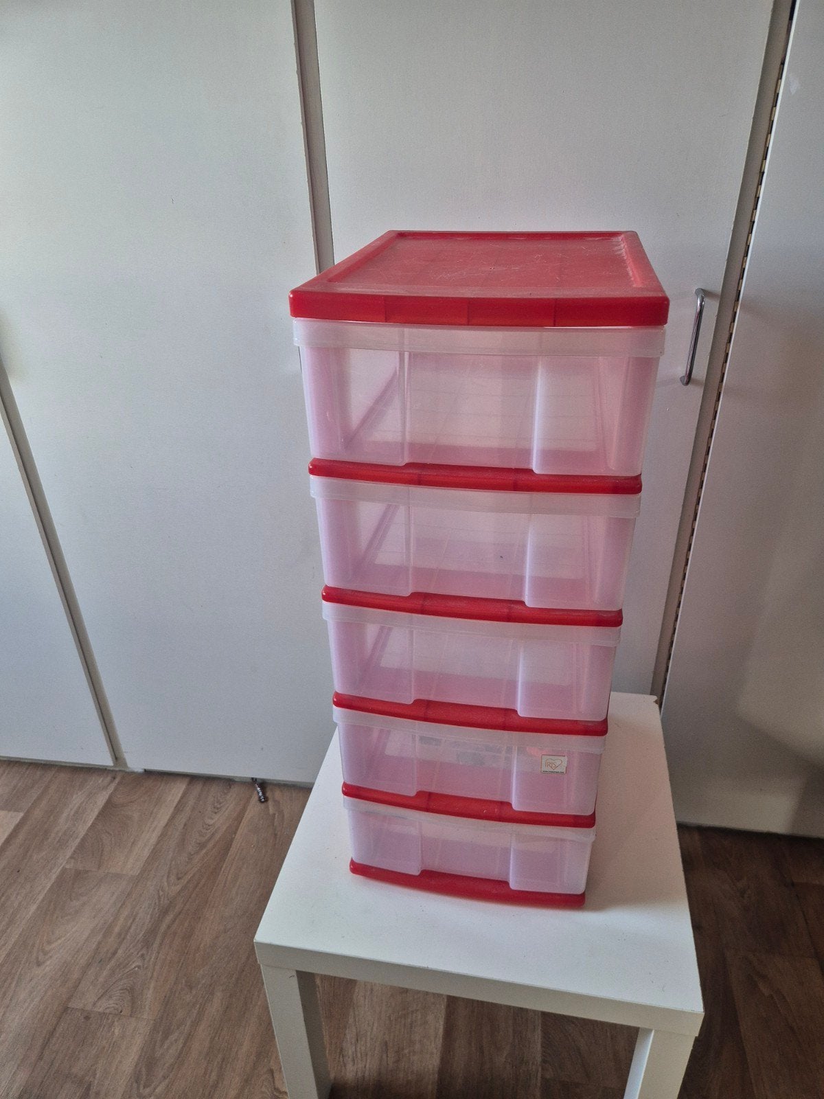 Rode opbergkast met 5 transparante laden, Ophalen, Gebruikt