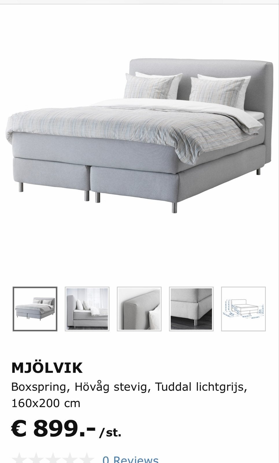 IKEA MJÖLVIK Boxspring 160x200 cm, Ophalen, Gebruikt, Tweepersoons, 200 cm
