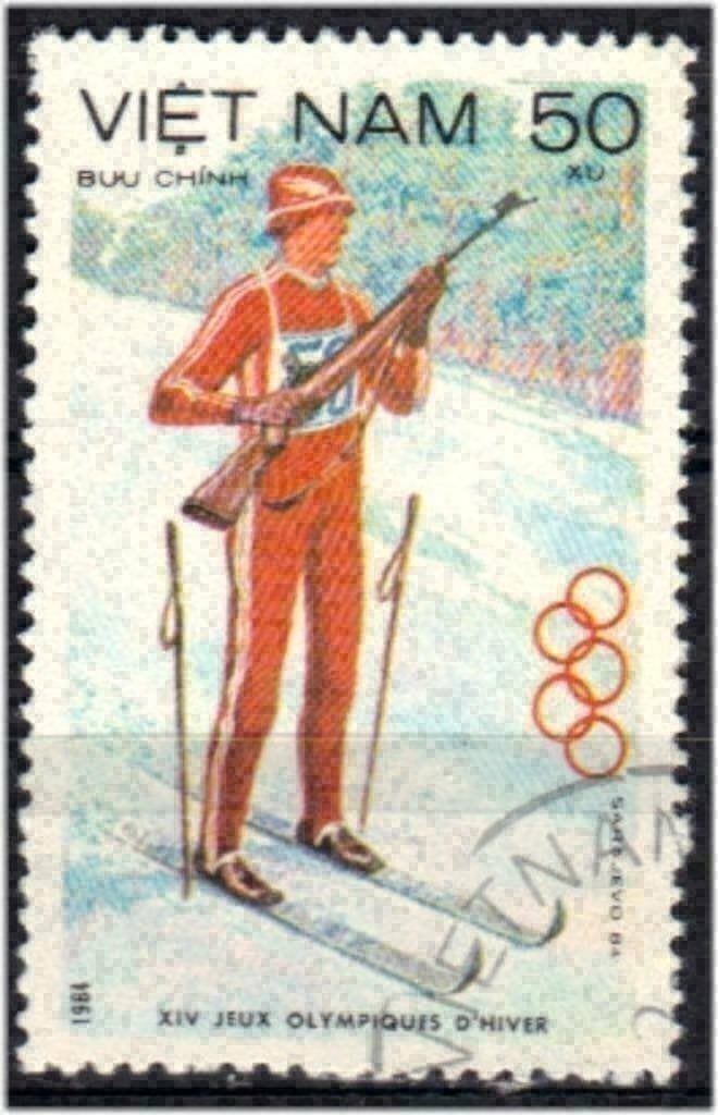 Vietnam 1984 - Yvert 479 - Olympische Winterspelen (ST), Verzenden, Gestempeld, Zuidoost-Azië