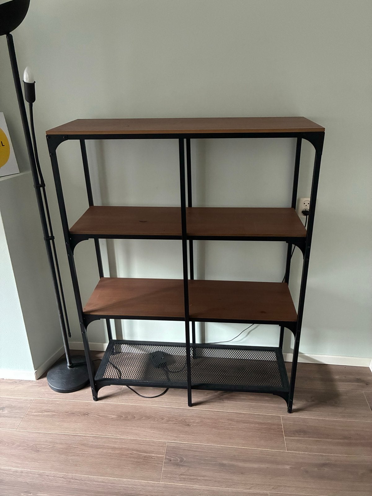 IKEA FJÄLLBO Stellingkast Zwart/Hout - 100x136 cm, Ophalen, Zo goed als nieuw