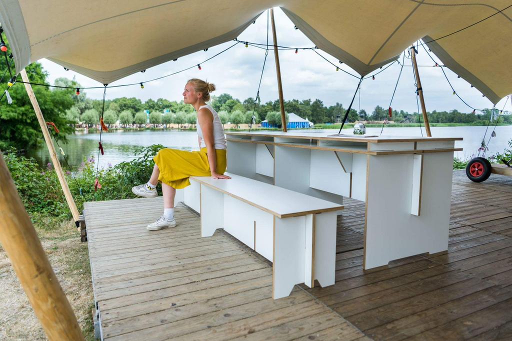Modulair design hpl multiplex tafel/bank, Ophalen