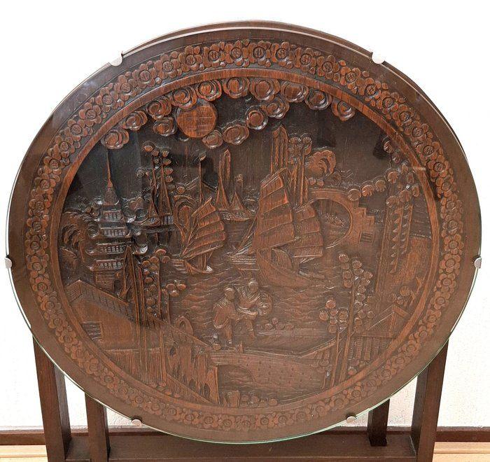 Chinese handgesneden Tilt-Top tafel, 12,5 kg., Ophalen