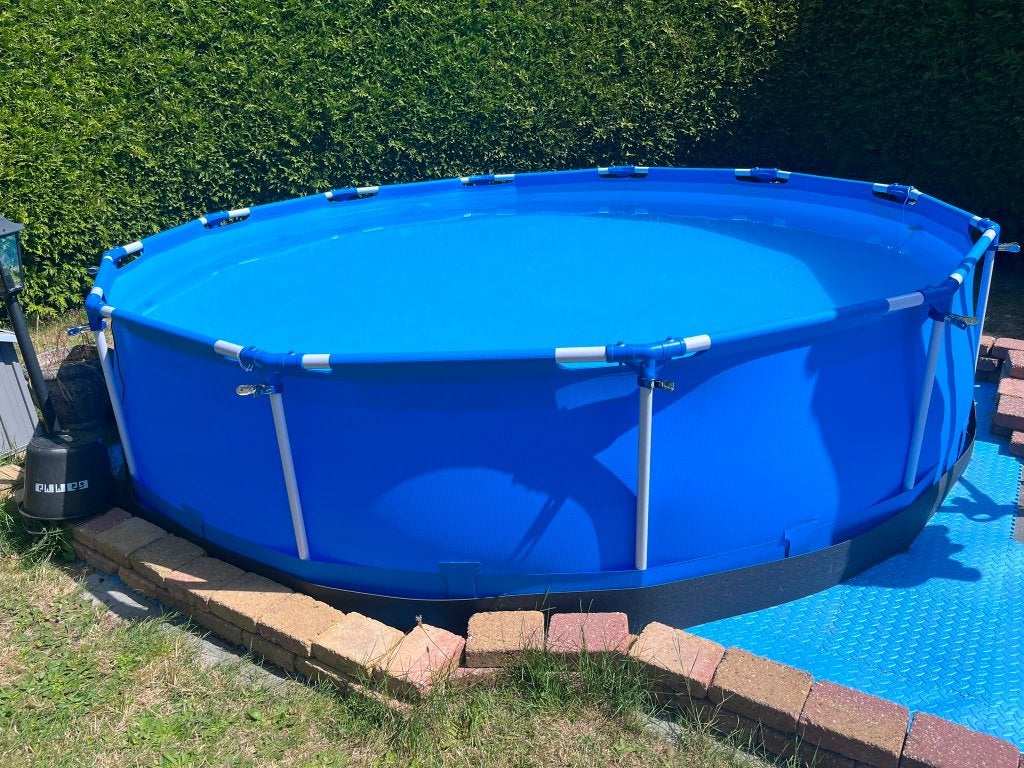Gratis: complete Bestway Steel Pro zwembad, Tuin en Terras, Ophalen, Gebruikt, 80 tot 120 cm, Rond