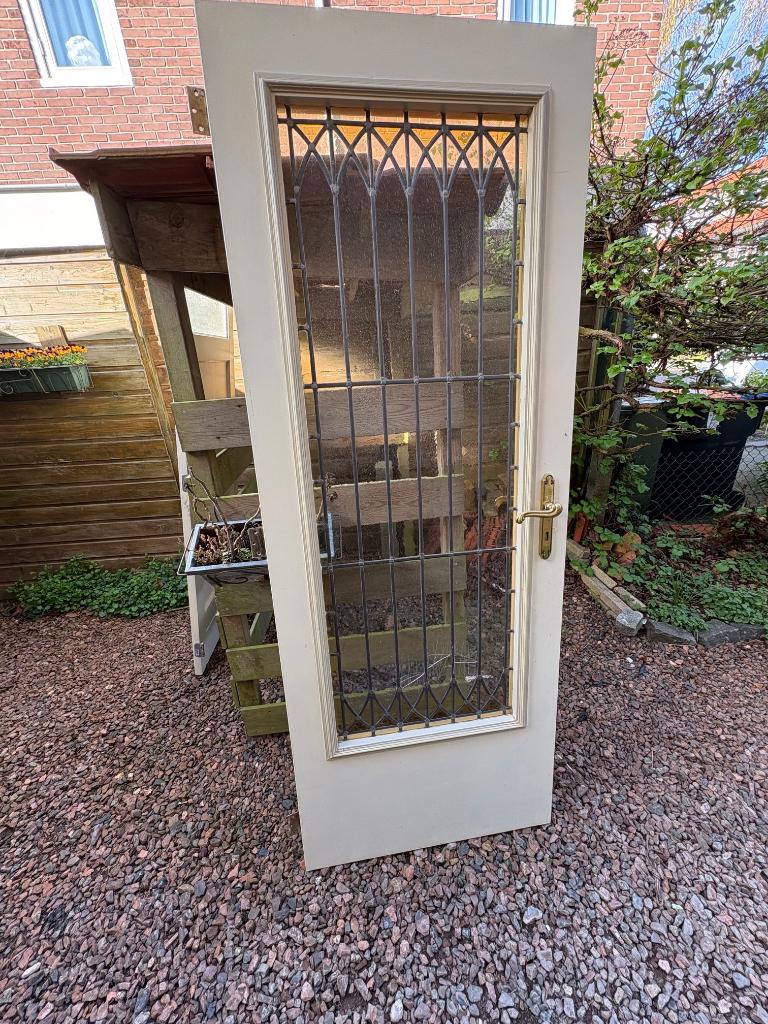 Binnen deur met glas en lood, Ophalen, Gebruikt, Minder dan 80 cm, Binnendeur