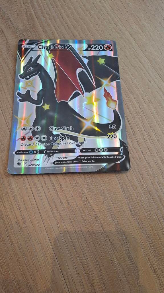 Pokémon Kaart Charizard V (079/073) - Glanzend, Ophalen of Verzenden, Zo goed als nieuw, Losse kaart, Foil