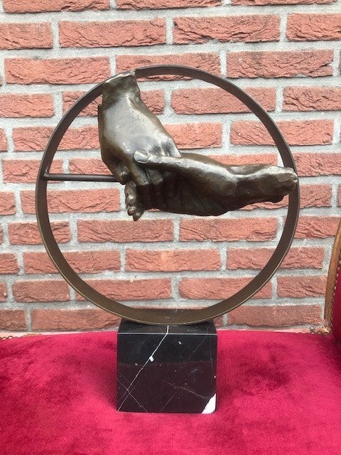 LIEFDE/ VRIENDSCHAP, bronzen prachtbeeld, 46 cm hoog, Ophalen of Verzenden, Brons
