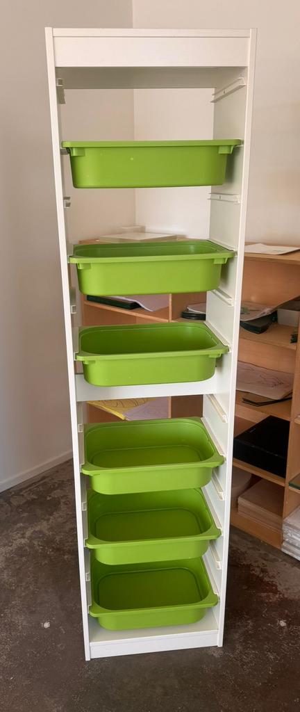 IKEA Trofast kast met 6 groene bakken, Ophalen, Minder dan 50 cm, Zo goed als nieuw, Minder dan 100 cm