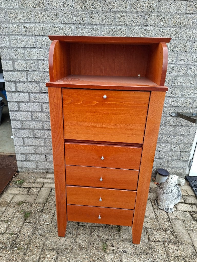 in top staat massief kersenhouten ladekastje met klep, Ophalen, 100 tot 150 cm, 5 laden of meer, Minder dan 100 cm