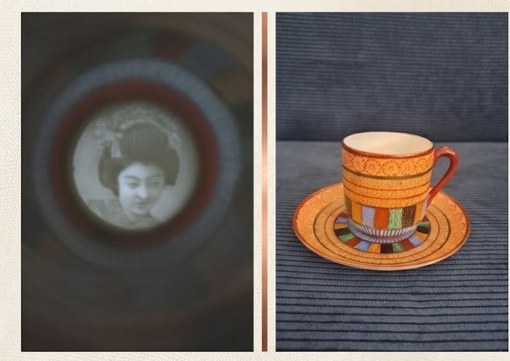 Antieke Japanse Geisha Lithophane Kop en Schotel, Antiek en Kunst, Ophalen of Verzenden