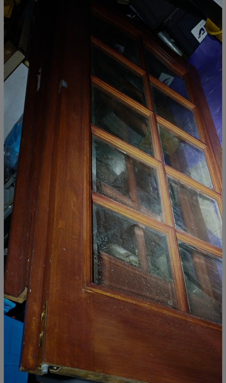 Twee hardhouten bij elkaar passende deuren tuindeuren tussen, Ophalen, 200 tot 215 cm, Glas, Buitendeur