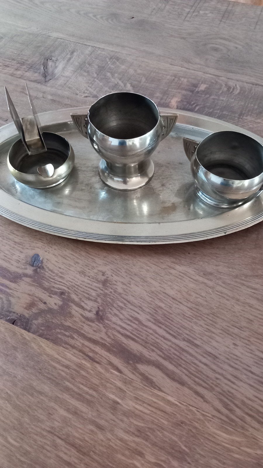 Vintage sigarettenhouder en asbak set op dienblad, Ophalen