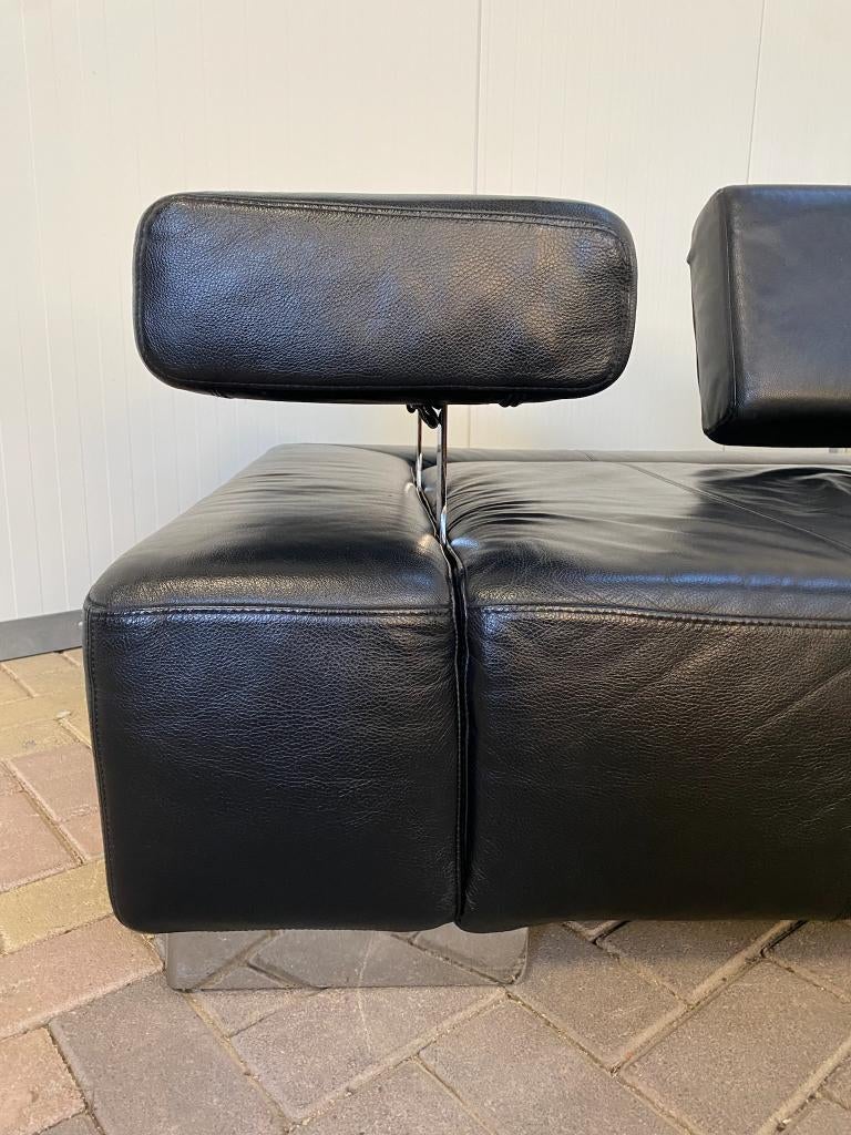 Bruhl Zwarte Design Hoekbank – Echt Leer – Gratis Levering, 250 tot 300 cm, Minder dan 75 cm, Hoekbank, Leer