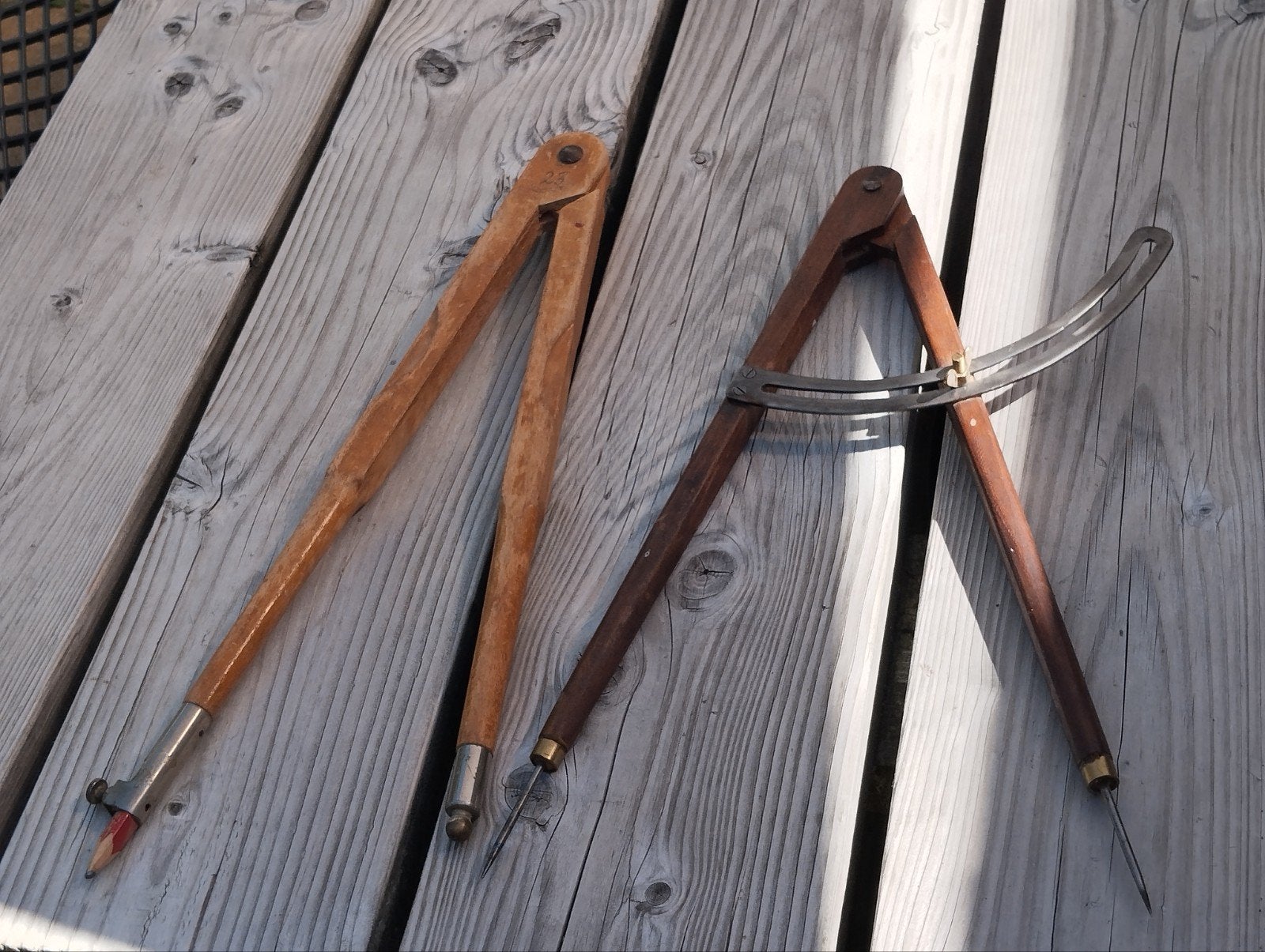 Antieke houten passers set - Tekengereedschap, Ophalen of Verzenden