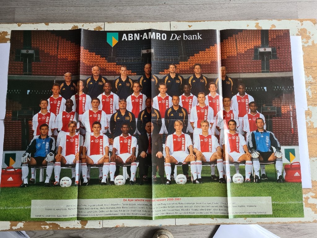 8021 poster van de ajax selectie 2000-2001 85x55cm, Maat XS of kleiner, Verzenden, Overige typen