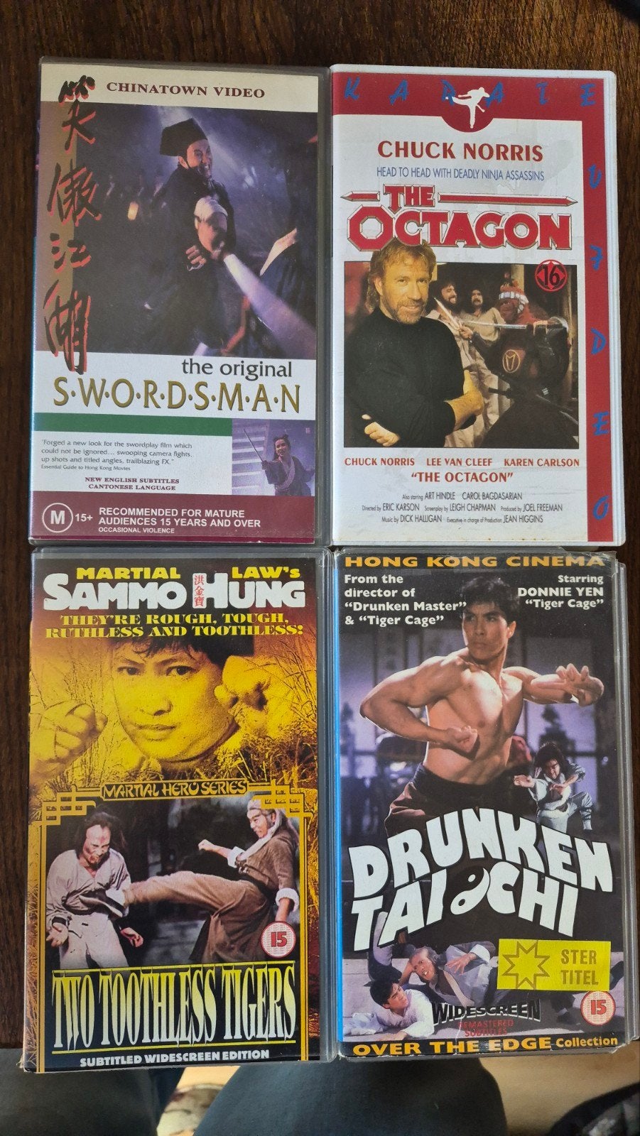 5x VHS Martial Arts Films: Chuck, Sammo Hung, Donnie Y, Nederlands ondertiteld, Gebruikt, Vanaf 16 jaar, Martial arts