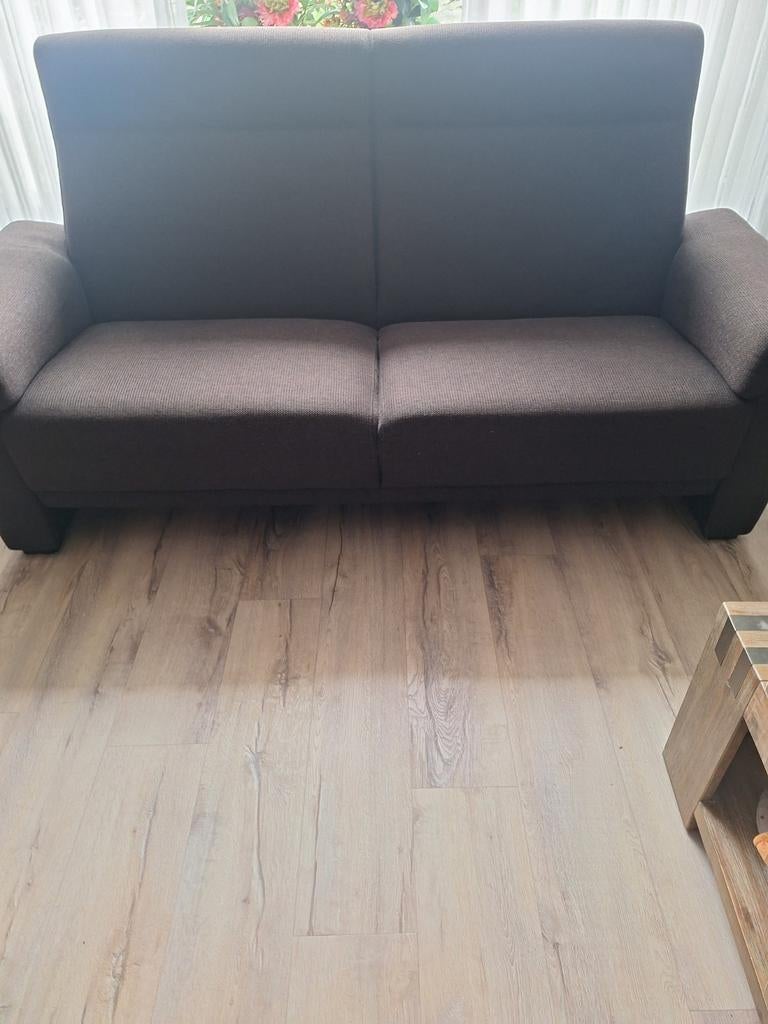 Comfortabele 2-zitsbank - Bruin stof, Gebruikt, 150 tot 200 cm, Tweepersoons, 75 tot 100 cm