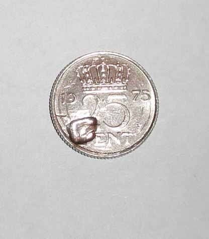Munt misslag 1975 kwartje, Postzegels en Munten, Munten | Nederland, Verzenden, Koningin Juliana, 25 cent