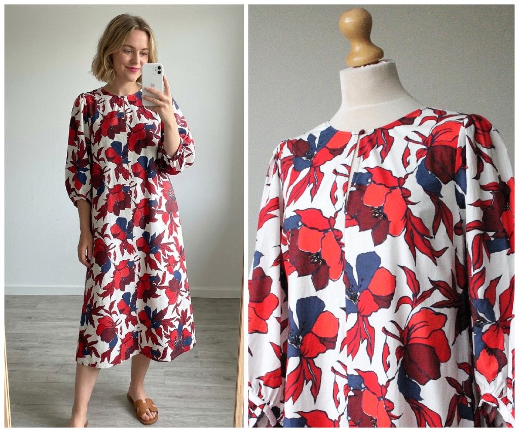 Expresso - lange jurk met rode bloemenprint - maat 36, Zo goed als nieuw, Maat 36 (S), Verzenden, Expresso