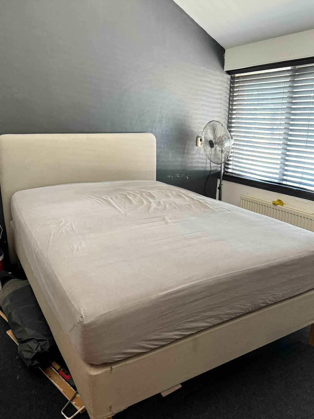 Boxspring IKEA 1.20, Ophalen, Gebruikt, Beige, Tweepersoons