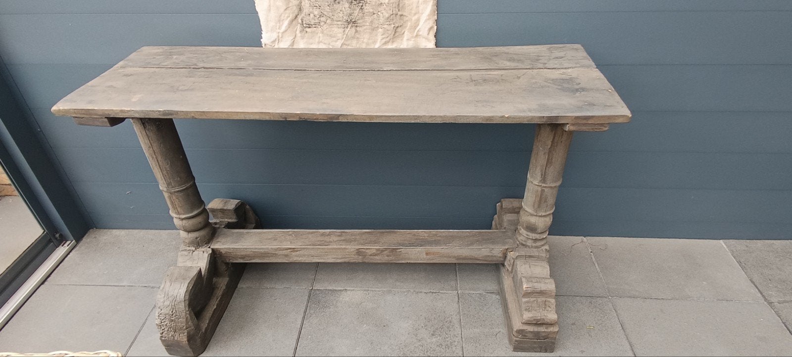 Sober Side Table, grijzig/bruin oud hout, Huis en Inrichting, Ophalen, Sober, 100 tot 150 cm, Zo goed als nieuw