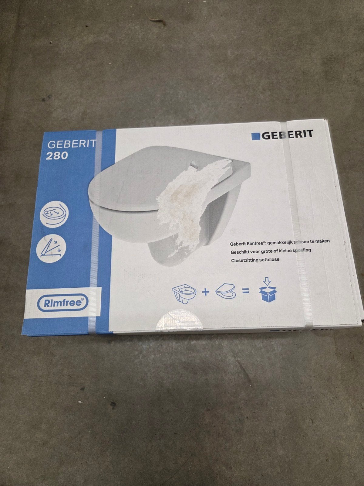 Geberit 280 Rimfree wandcloset met softclose zitting, Ophalen, Nieuw, Toilet