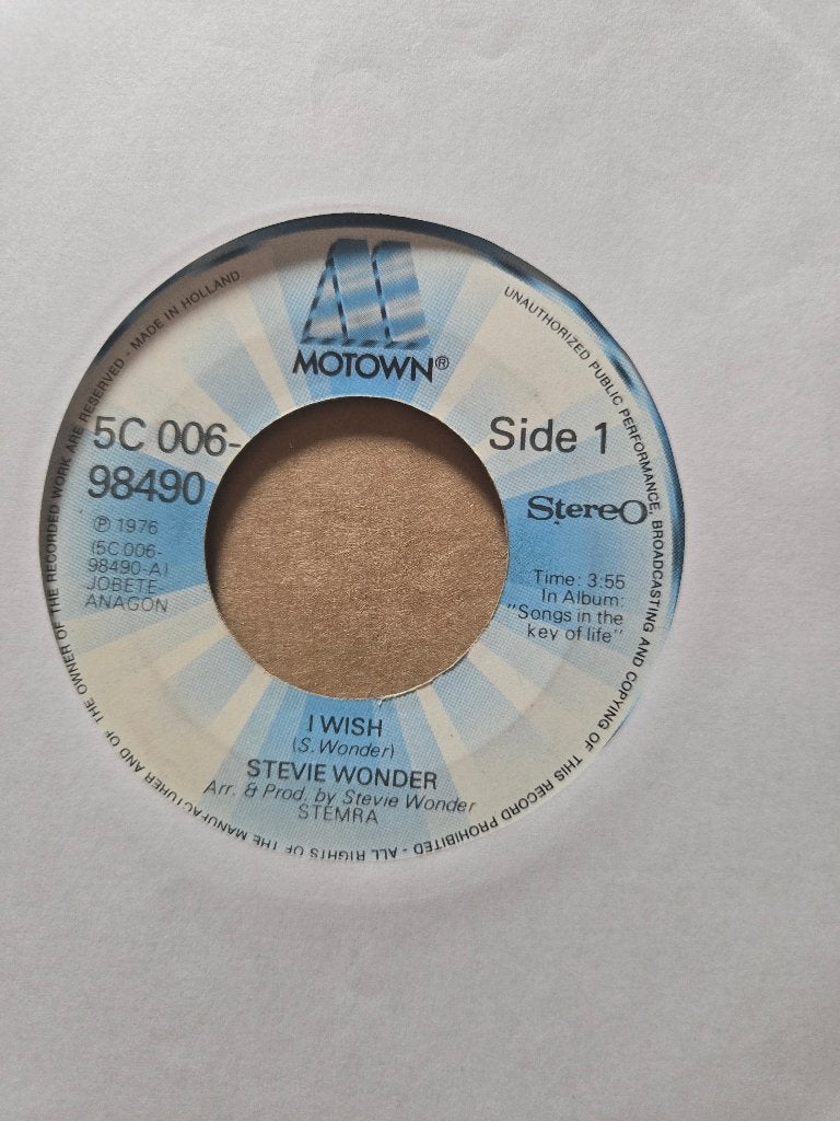 Stevie Wonder - I wish, Cd's en Dvd's, Vinyl Singles, 7 inch, Ophalen of Verzenden, Zo goed als nieuw, Pop