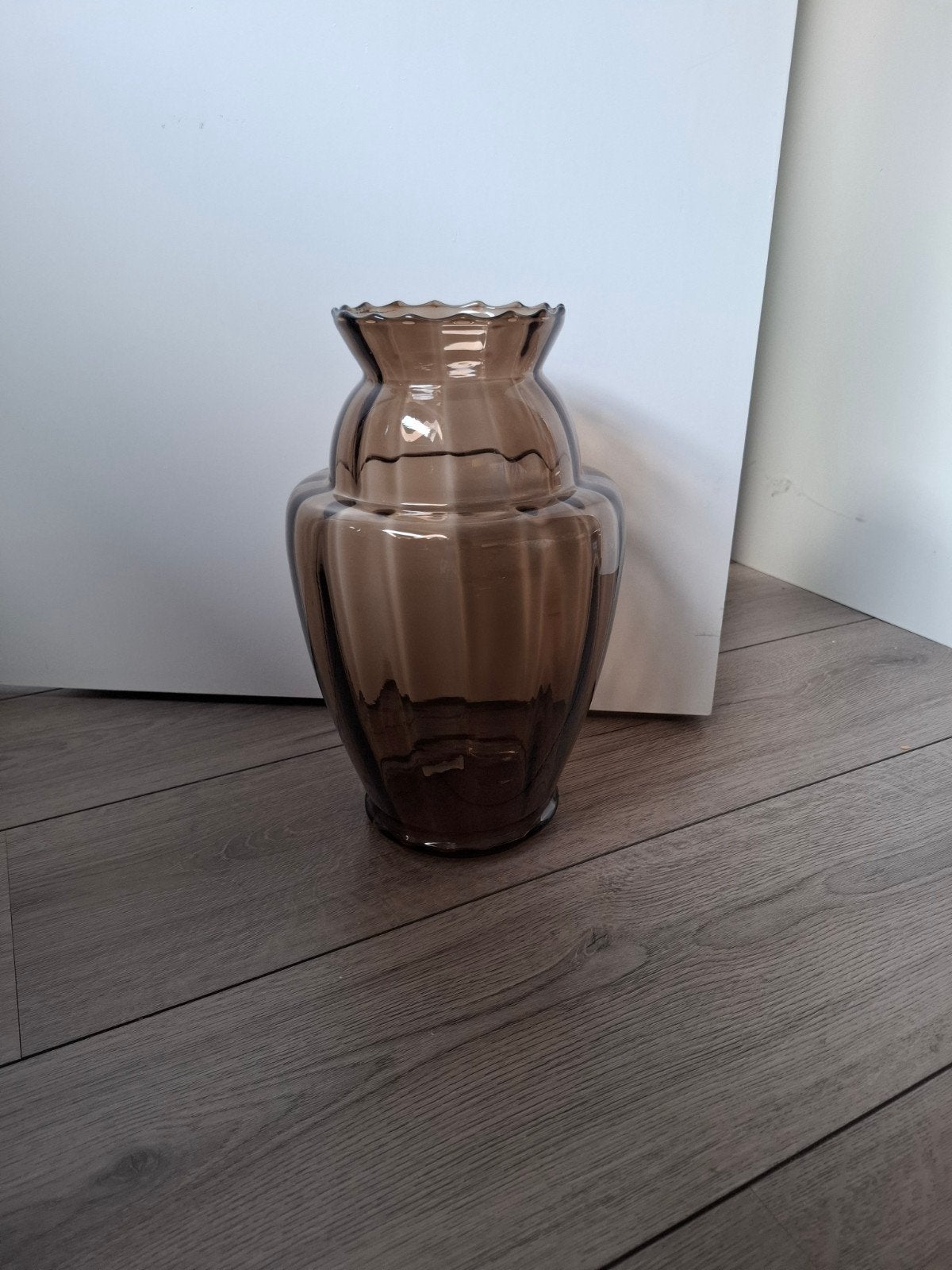 Vintage grote vaas van rookglas art-deco stijl, Ophalen of Verzenden