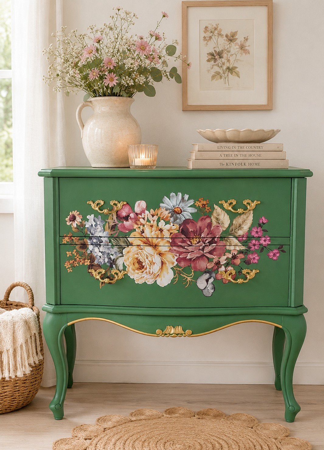 Stijlvolle Queen Anne ladenkast – uniek gerestyled, Gebruikt, 1 of 2 laden, 50 tot 100 cm, Minder dan 100 cm