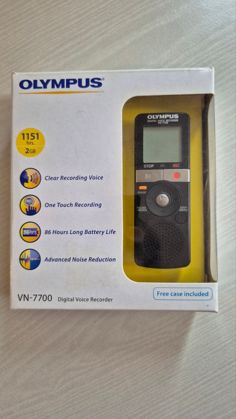 Olympus VN-7700 Digitale Voice Recorder met hoes en doos, Ophalen of Verzenden, Zo goed als nieuw