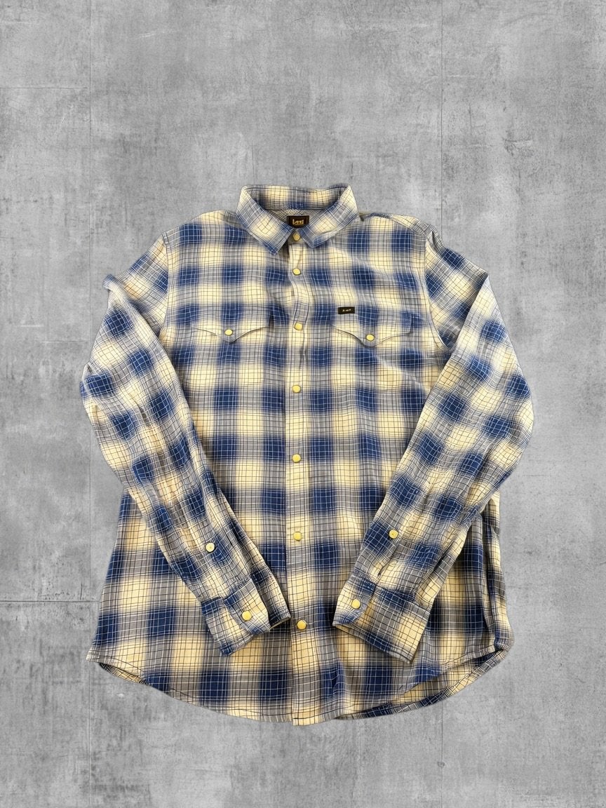 Lee blouse grijs geruit heren maat M overhemd flanel check, Verzenden, Halswijdte 39/40 (M), Zo goed als nieuw, Grijs
