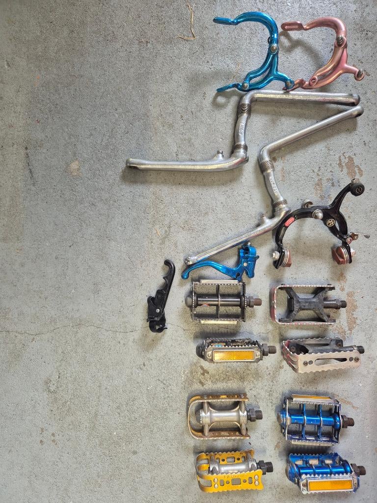 BMX onderdelen OLD SCHOOL jaren 80, Fietsen en Brommers, Crankstel of Pedalen, Ophalen of Verzenden, Aluminium, Gebruikt