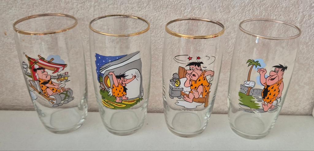 4 Flintstone glazen, Ophalen of Verzenden, Gebruikt