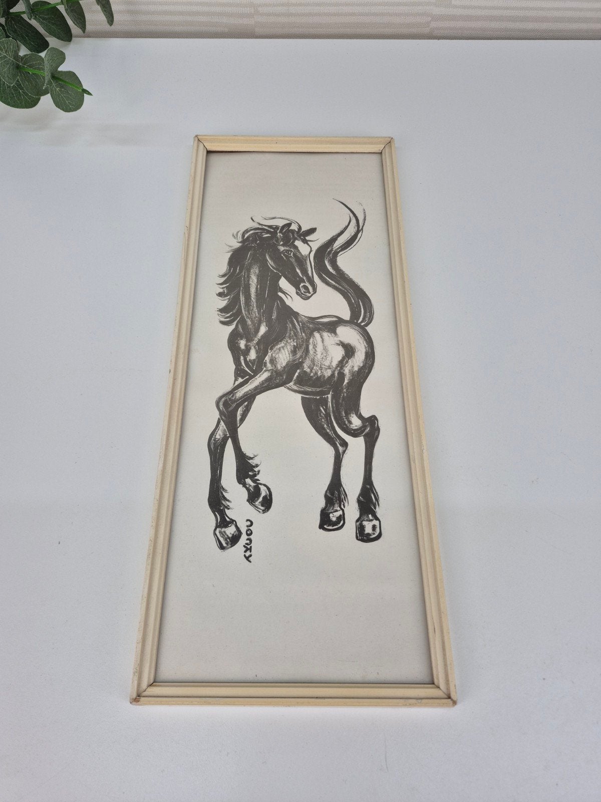 Vintage Cocky prent/tekening van een gestileerd paard., Ophalen of Verzenden, ., ., .