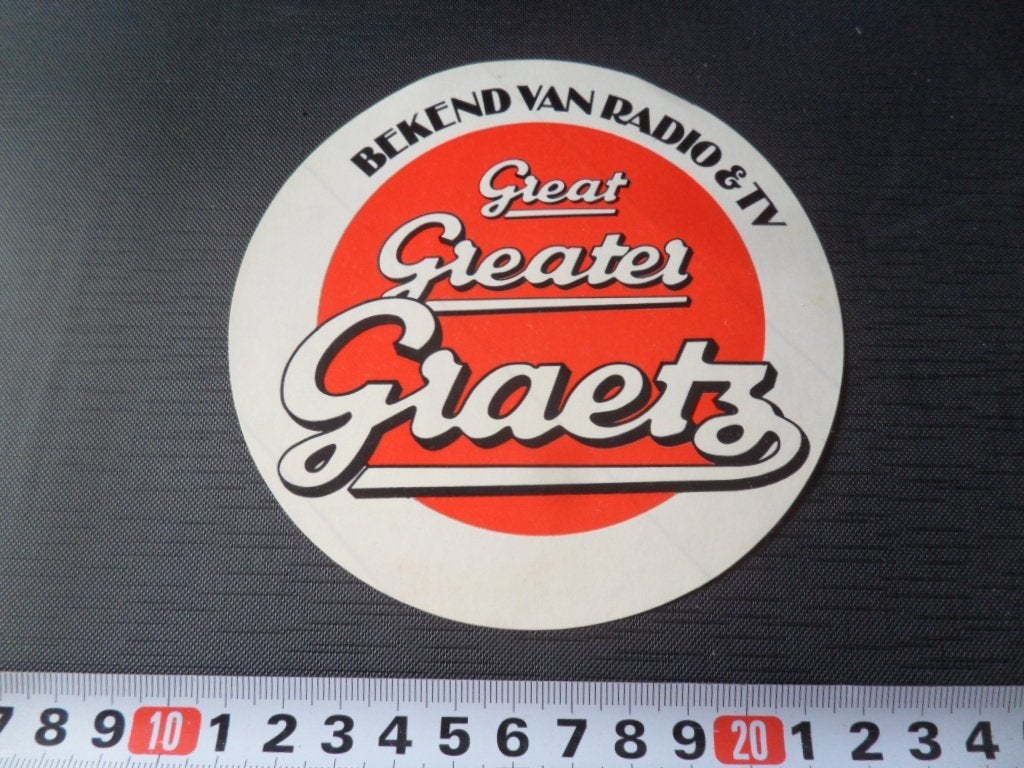 sticker Great Greater Graetz Bekend van Radio en TV, Ophalen of Verzenden, Zo goed als nieuw